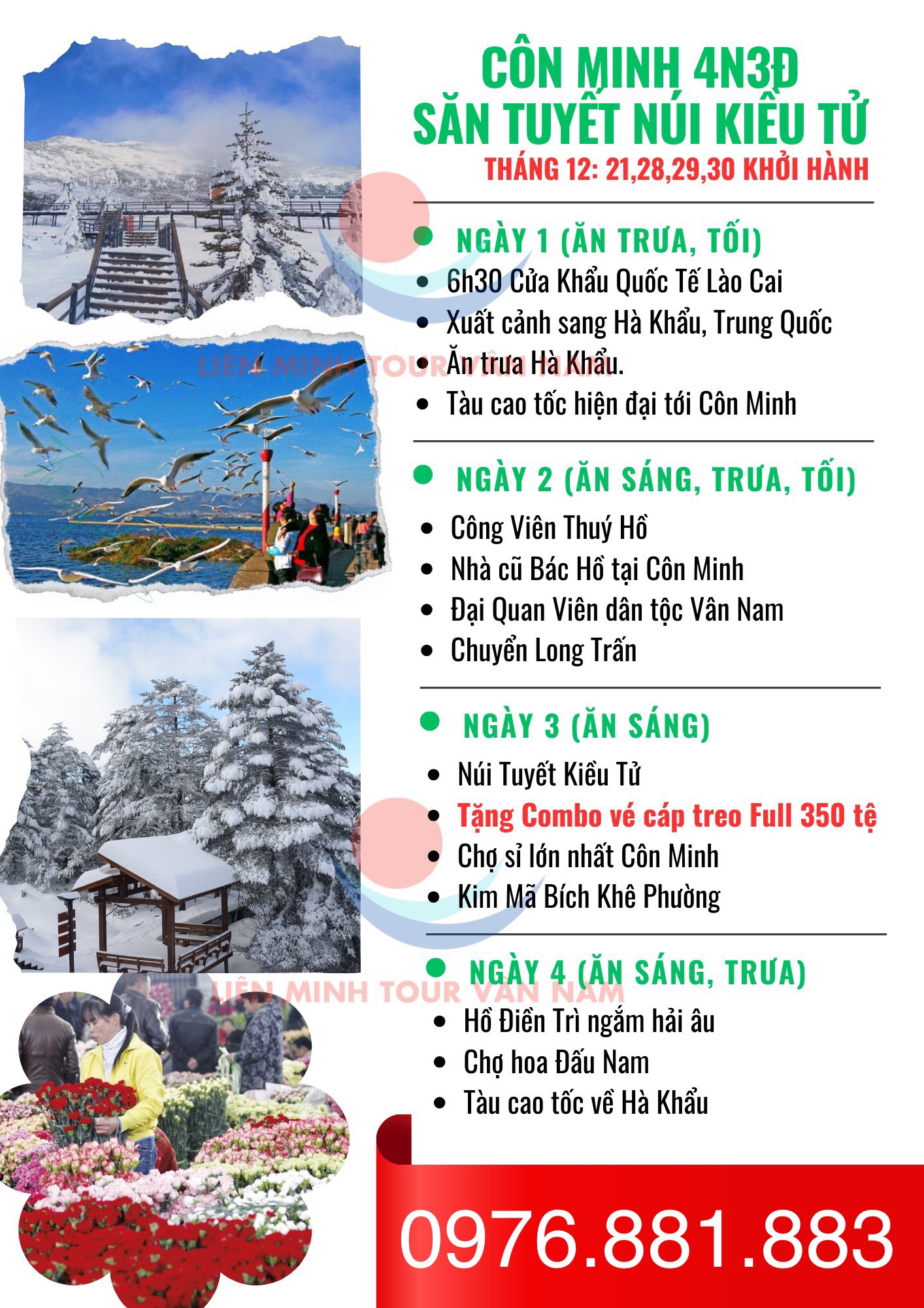 Côn Minh - Núi tuyết Kiều Tử 4N3D ( tàu cao tốc)