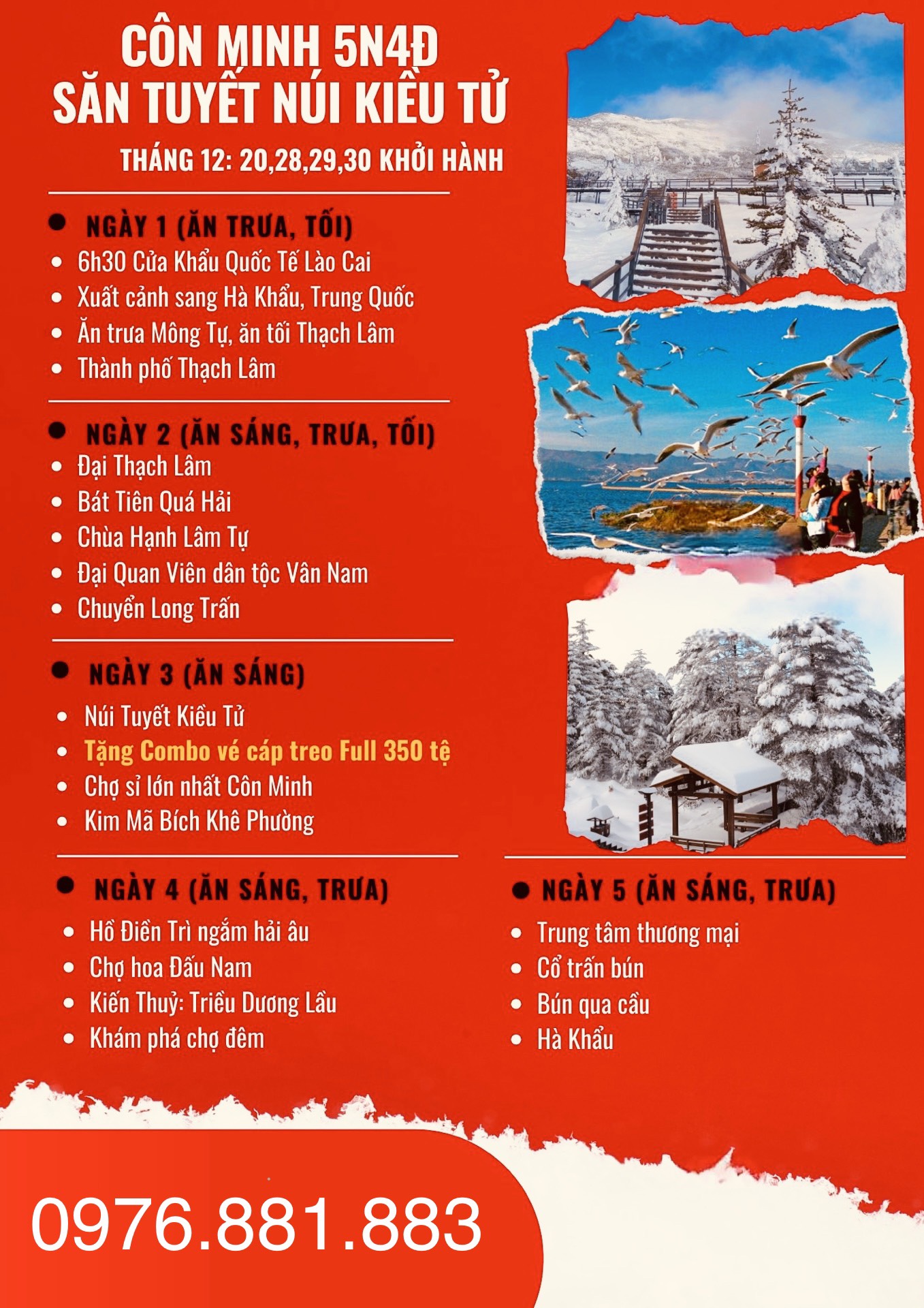 Côn Minh - Thạch Lâm - Núi tuyết Kiều Tử  5 ngày 4 đêm (đoàn ô tô)