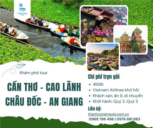 Tour Miền Tây 4N3Đ: Trải Nghiệm Sông Nước Hữu Tình, Bay Vietnam Airlines