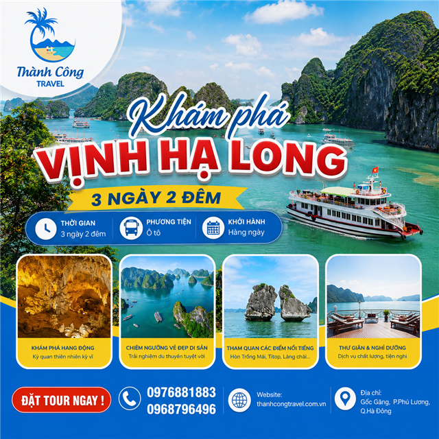 Chương trình du lịch VỊNH HẠ LONG - CÔNG VIÊN HẠ LONG - YÊN TỬ 3N2Đ