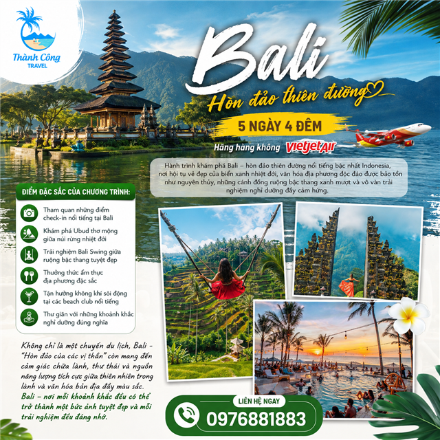 BALI - HÒN ĐẢO THIÊN ĐƯỜNG 5N4Đ