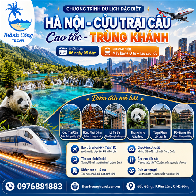 CHƯƠNG TRÌNH DU LỊCH ĐẶC BIỆT HÀ NỘI - CỬU TRẠI CÂU – Cao tốc - TRÙNG KHÁNH 6N5Đ (TOUR CỬU TRẠI CÂU)