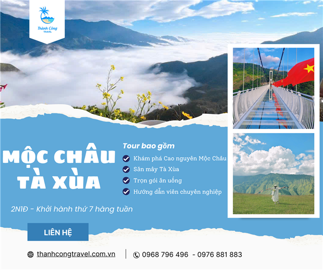 Tour Mộc Châu – Tà Xùa 2N1Đ: Săn mây, check-in sống lưng khủng long & khám phá văn hóa Tây Bắc