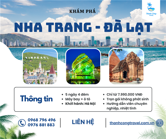 TOUR NHA TRANG – ĐÀ LẠT 5N4Đ: Trải nghiệm biển xanh & thành phố ngàn hoa