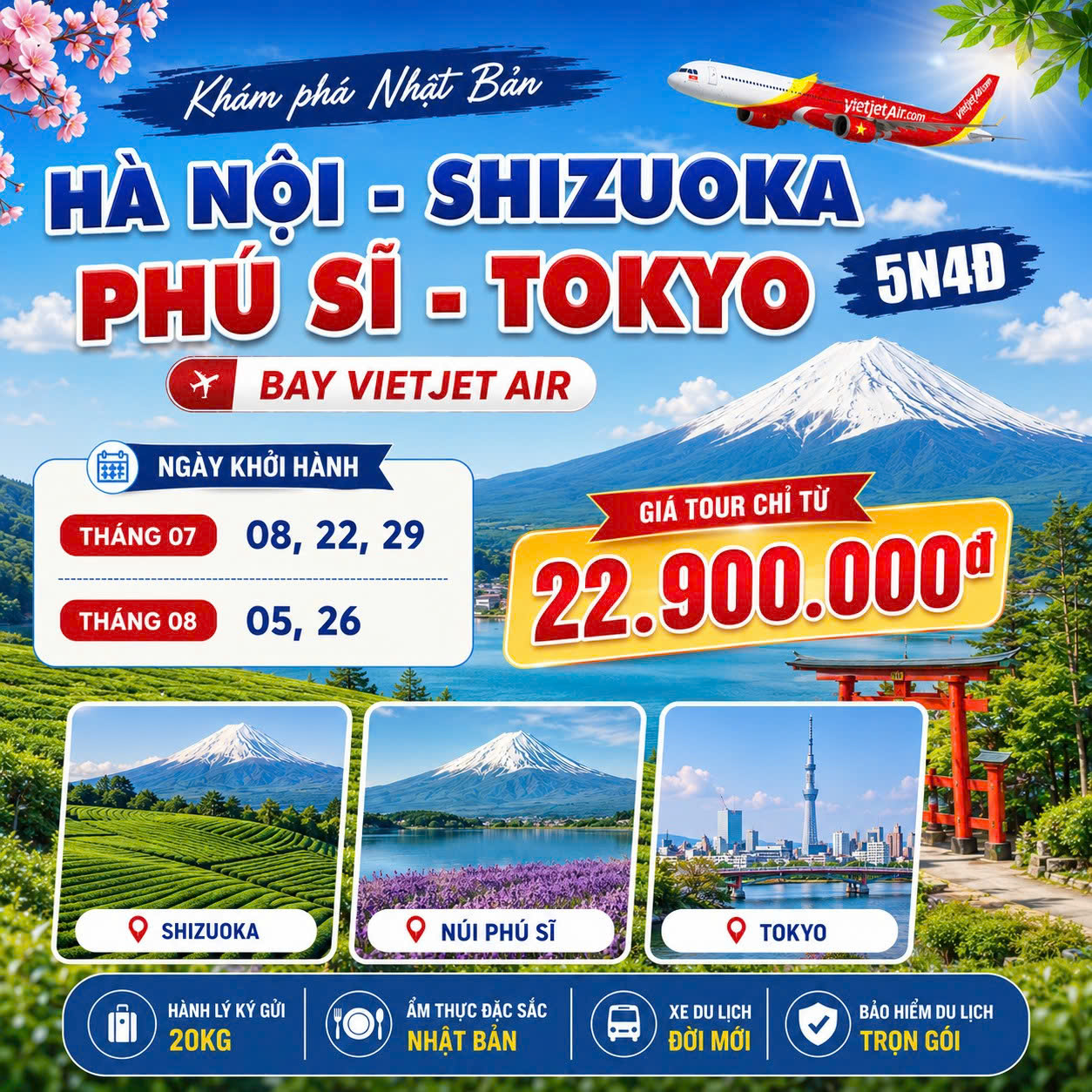 🇯🇵 NHẬT BẢN MÙA HÈ – KHÁM PHÁ PHÚ SĨ XANH MÁT & TOKYO HIỆN ĐẠI