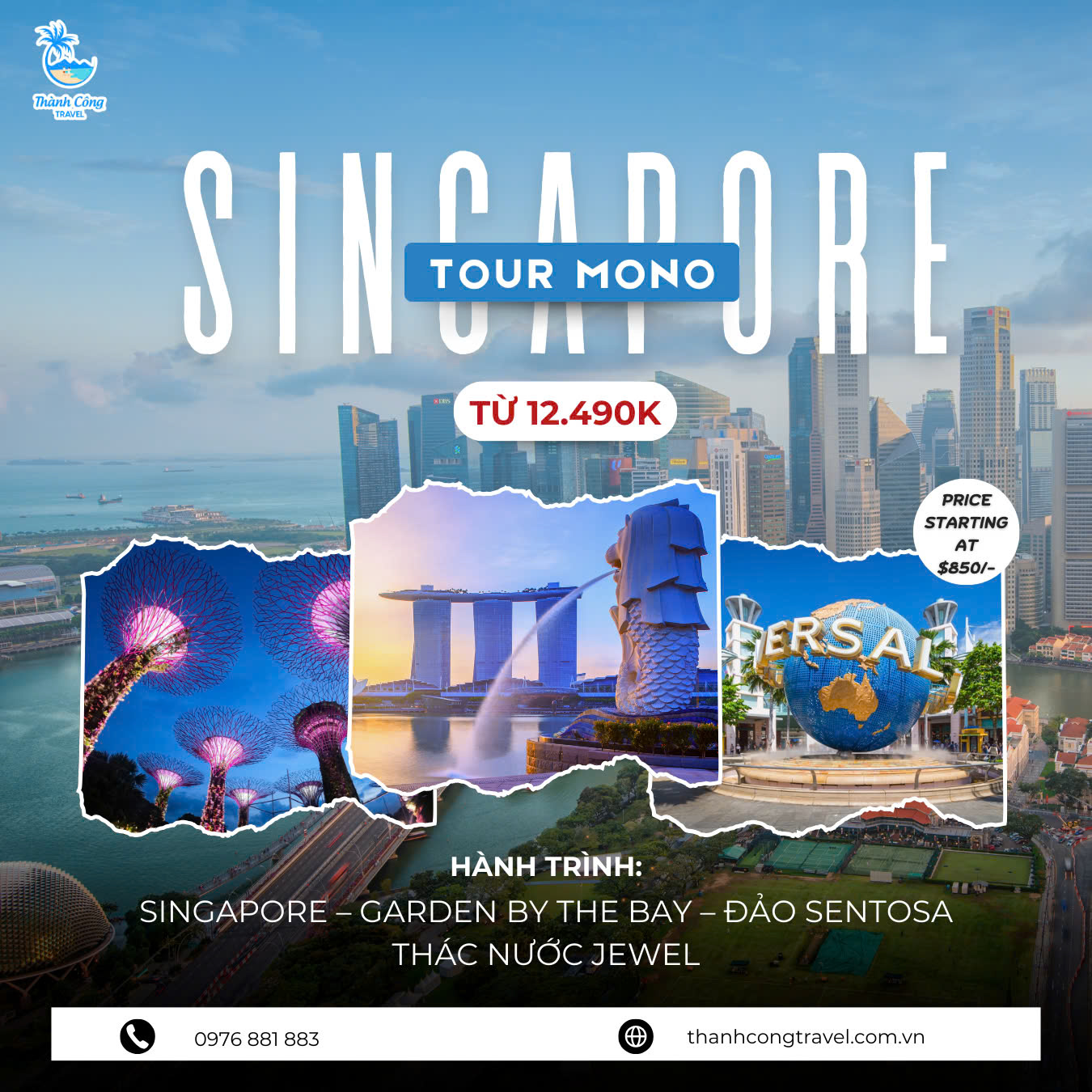 TOUR SING MONO 4N3D: HÀ NỘI – SINGAPORE – GARDEN BY THE BAY – ĐẢO SENTOSA – THÁC NƯỚC JEWEL – HÀ NỘI BAY VJ