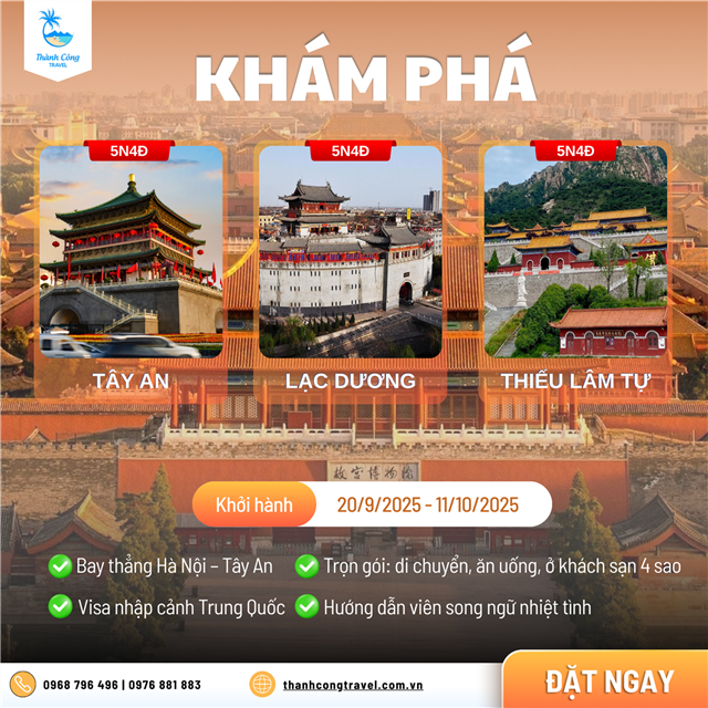 Khám Phá Cổ Đô Tây An – Lạc Dương – Thiếu Lâm Tự | Tour Trung Quốc 5N4Đ Bay China Eastern
